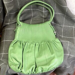 BODHI green leather hobo bag large